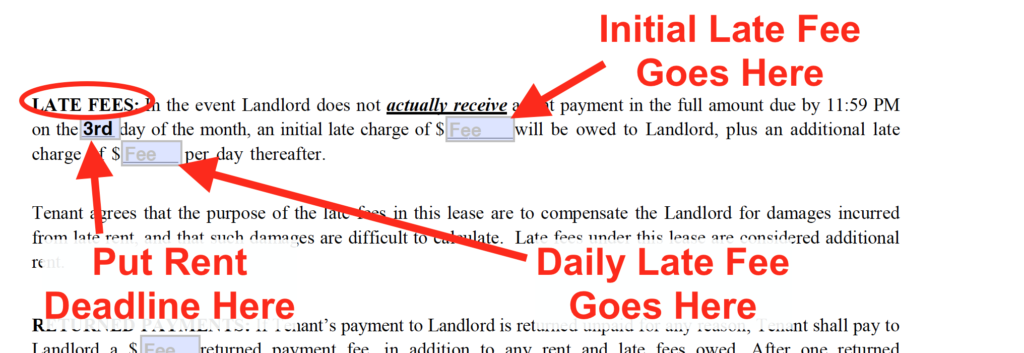 Lease Template Guide - Late Fees