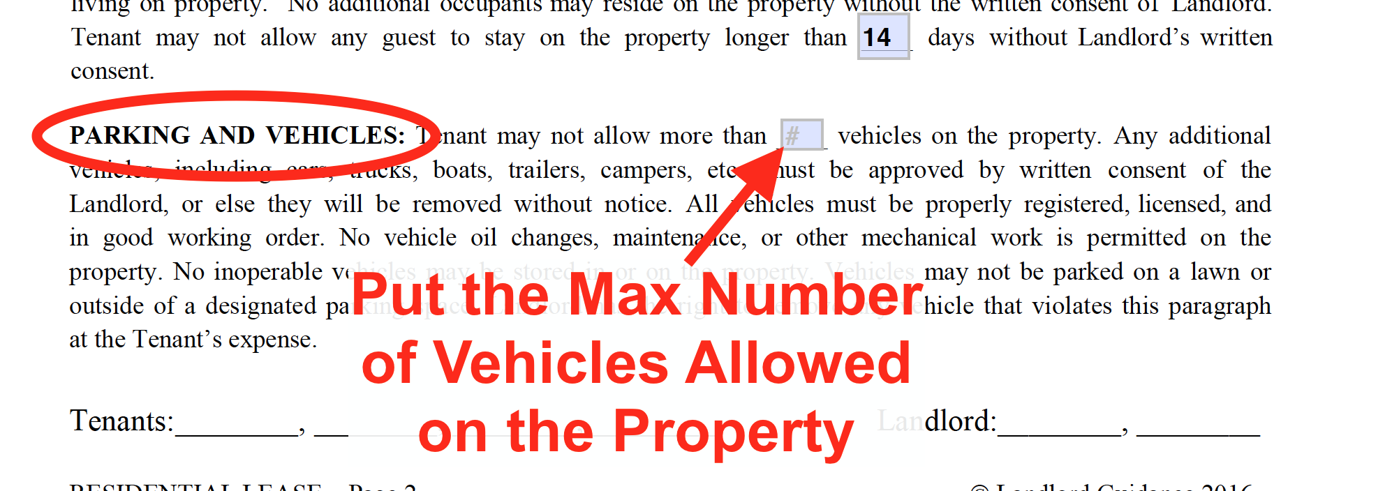 Lease Template Guide - Parking and Vehicles