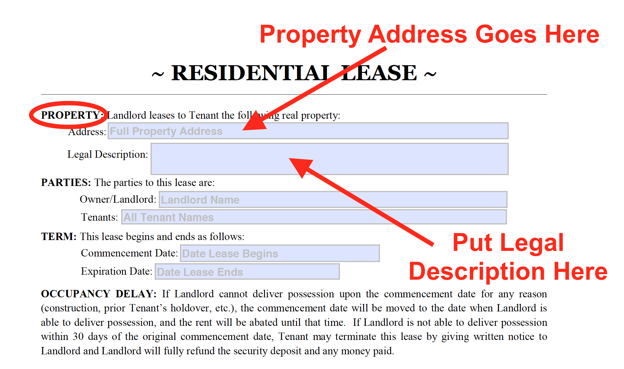 Lease Template Guide - Property Description