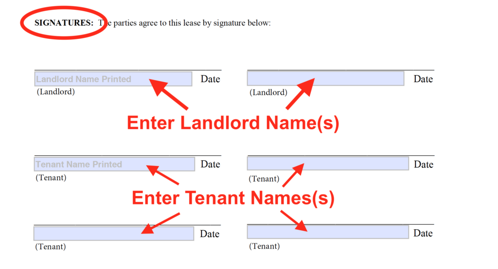 Lease Template Guide - Signatures