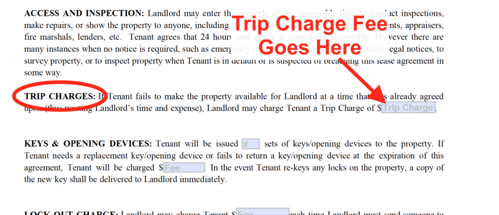 Lease Template Guide - Trip Charges