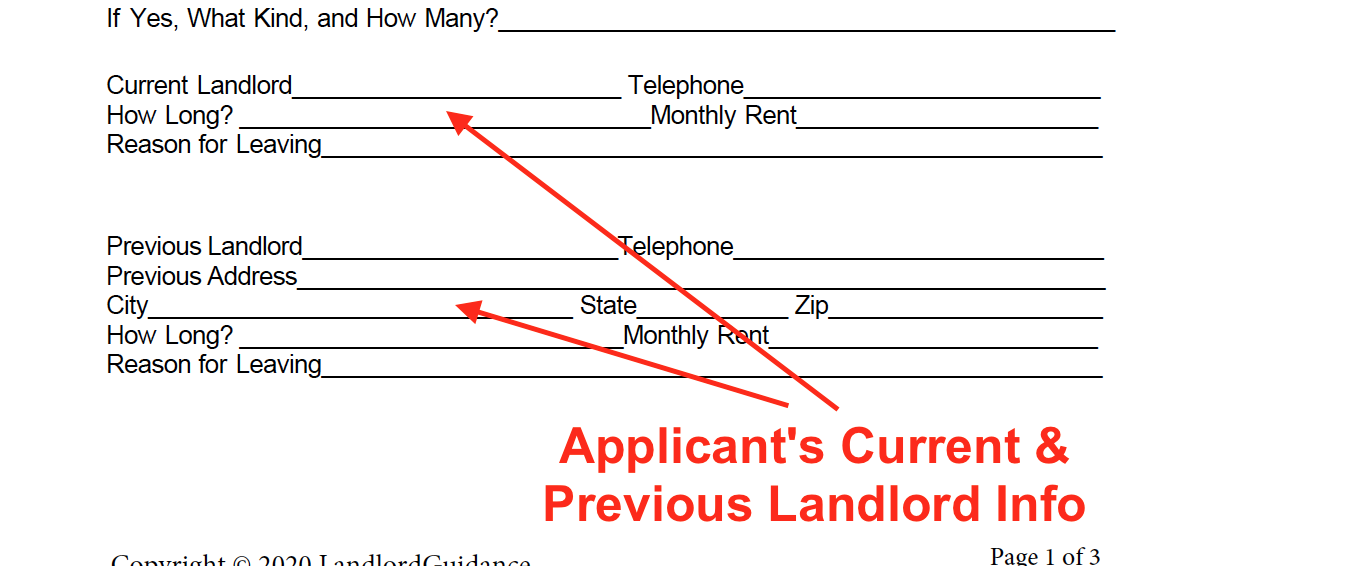 Rental Application Template - Current and Previous Landlords