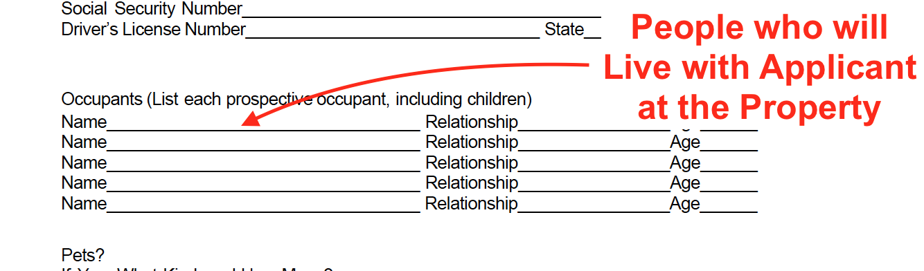 Rental Application Template - Occupants