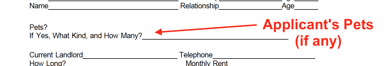 Rental Application Template - Pets