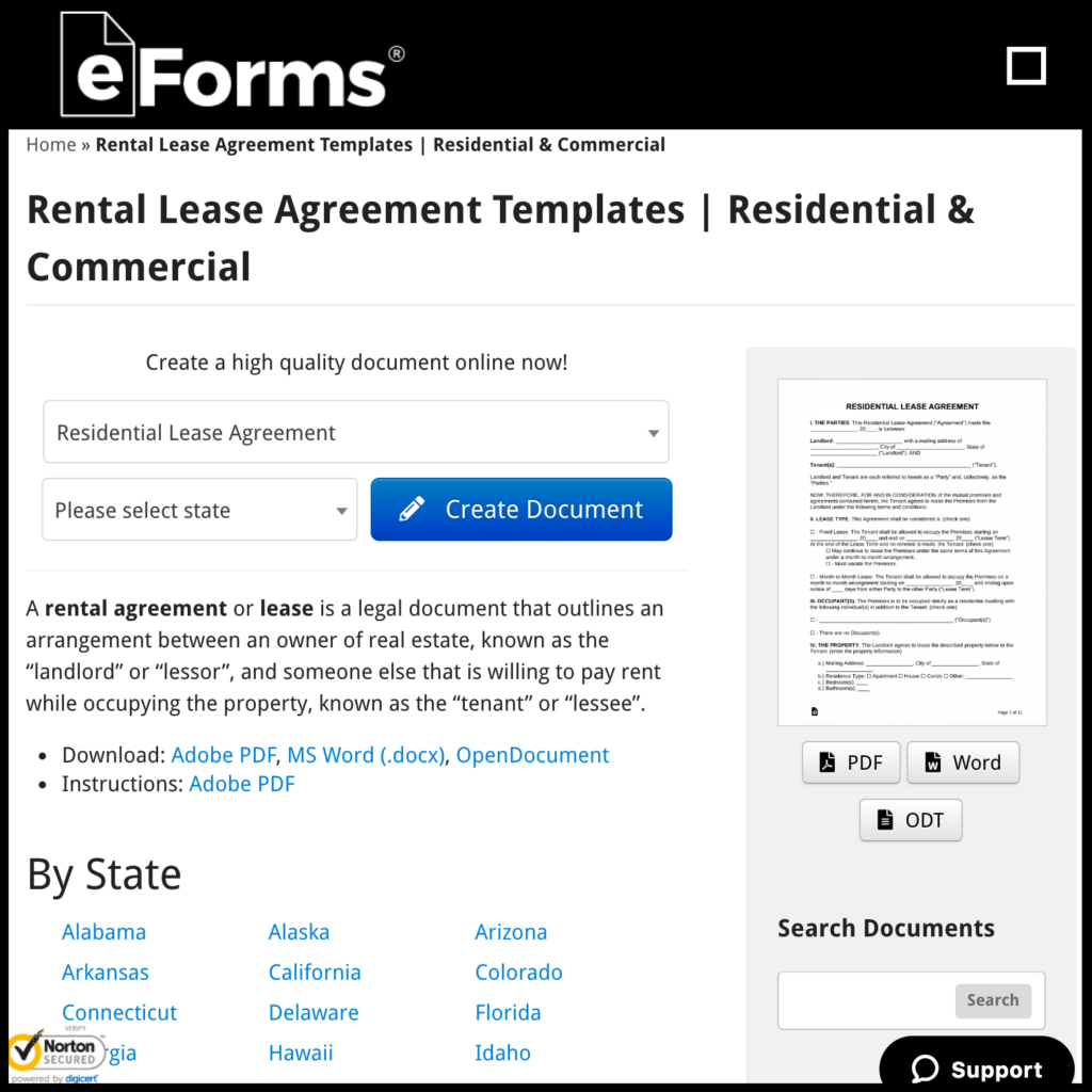 eForms Landlord Document Creation