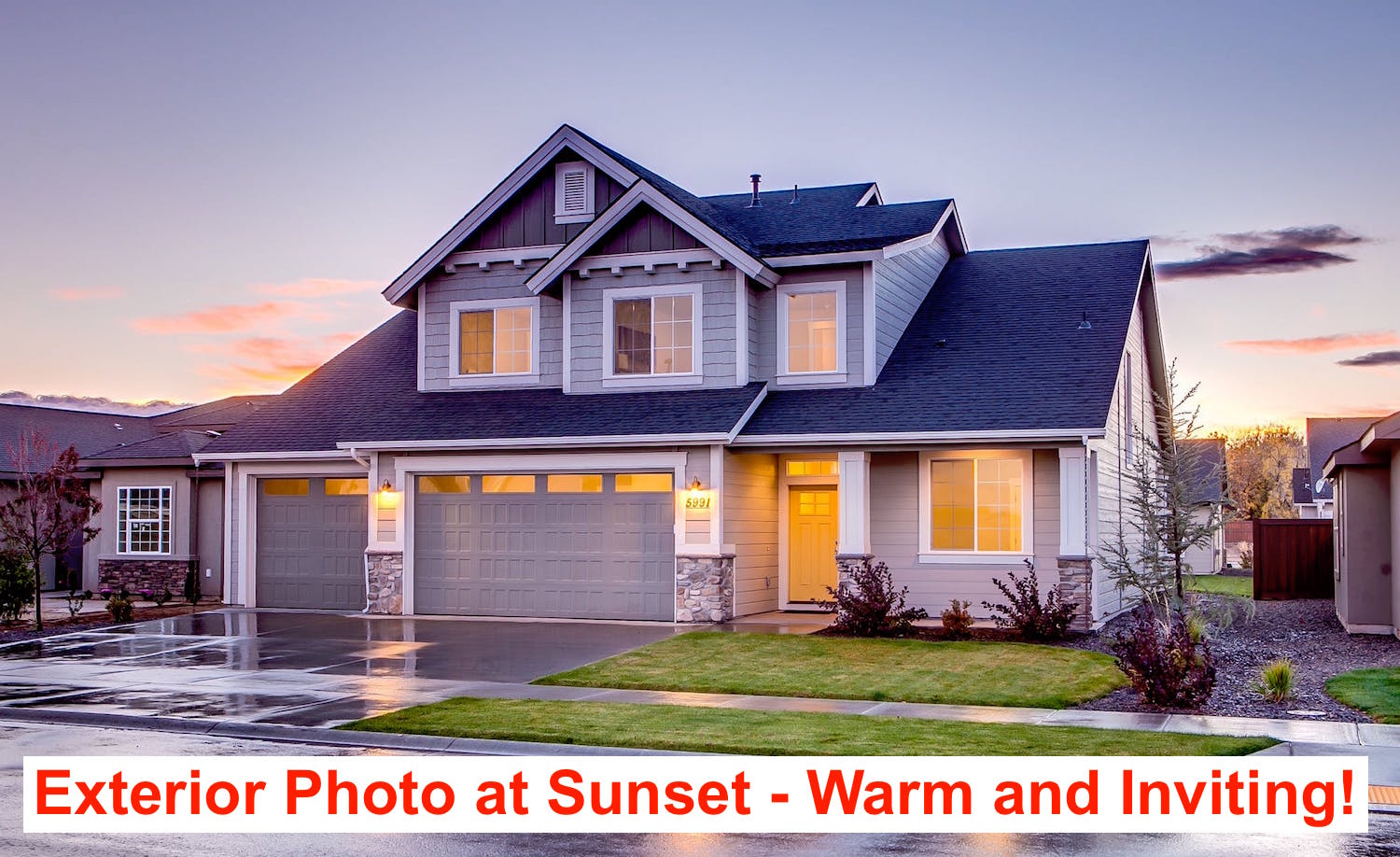 Example of Exterior Rental Property Photo Taken at Sunset